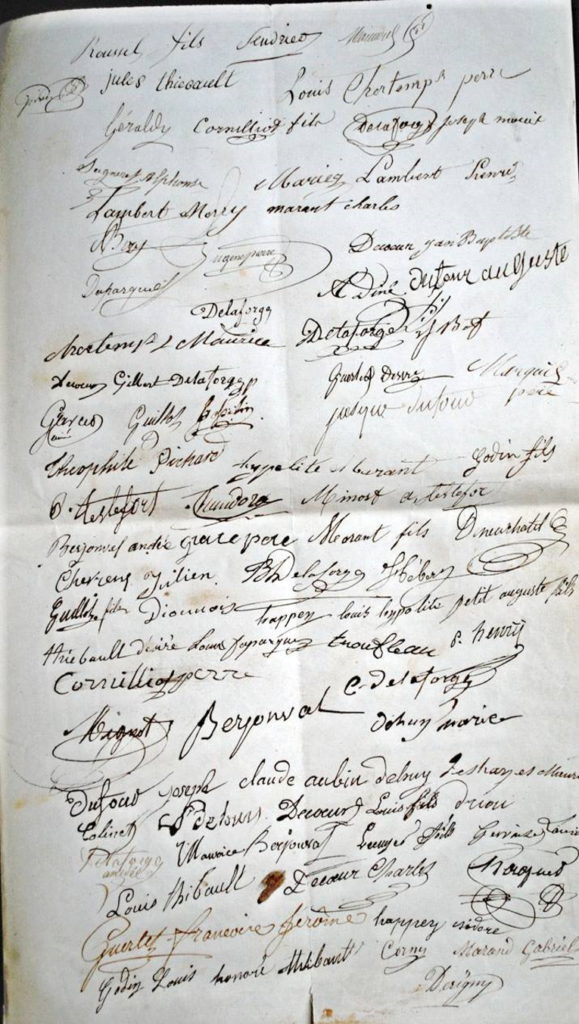 signataires de la pétition pour l’amélioration de la poste en 1853